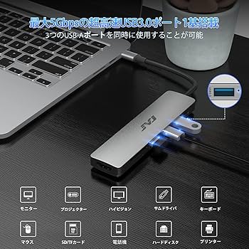 Type-C Adapter 7 in 1 三点セット Amazon.co.jp: USB C ハブ 7in1 Type-C Hub USB-C バスパワー 4K